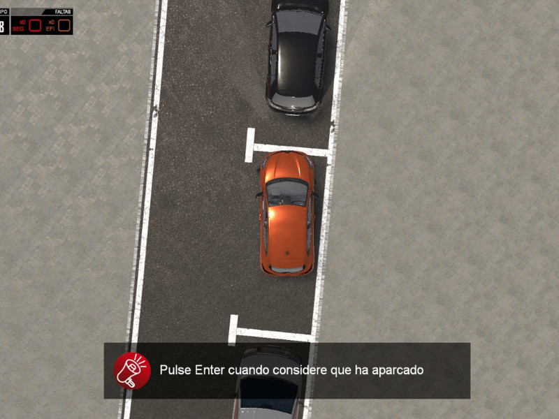 examen en Simescar Lite, maniobra de estacionamiento